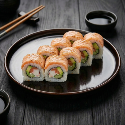 Flamed roll salmon — Yuko Sushi Antwerpen