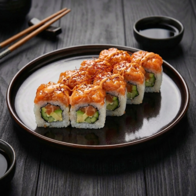 Hot pikant zalm — Yuko Sushi Antwerpen