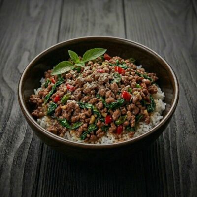 Pad kra pao rund — Yuko Sushi Antwerpen